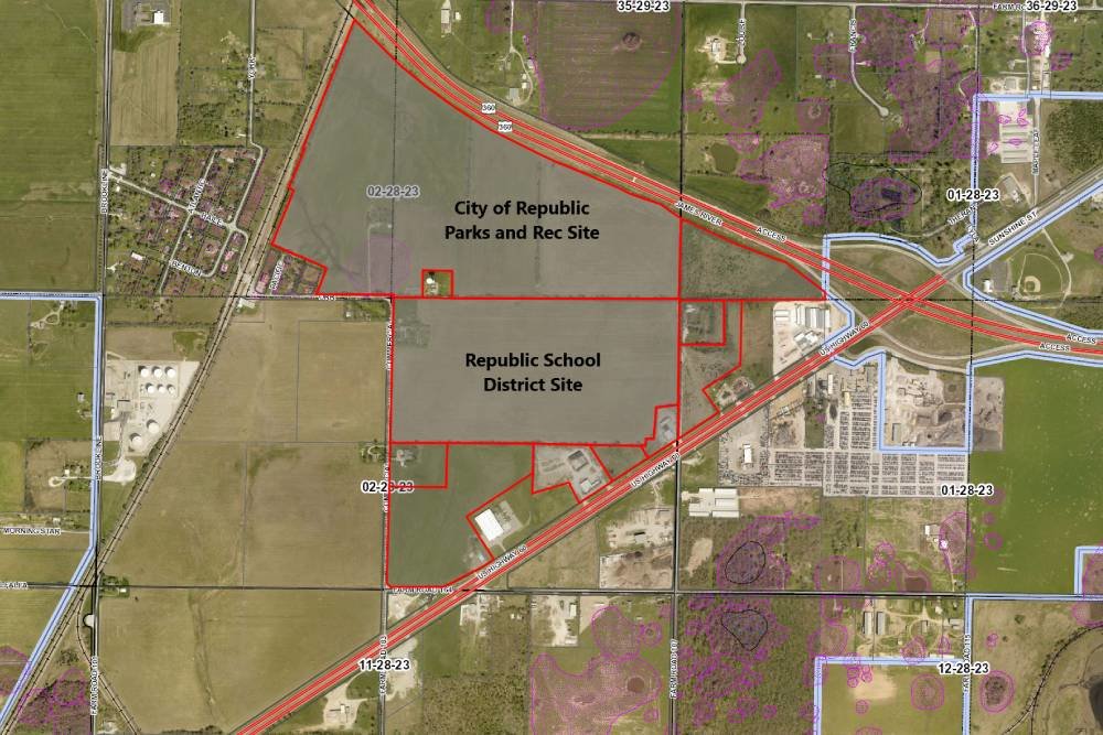 The district's newly purchased land is near the city's Republic Sports Park and Athletic Complex expansion.